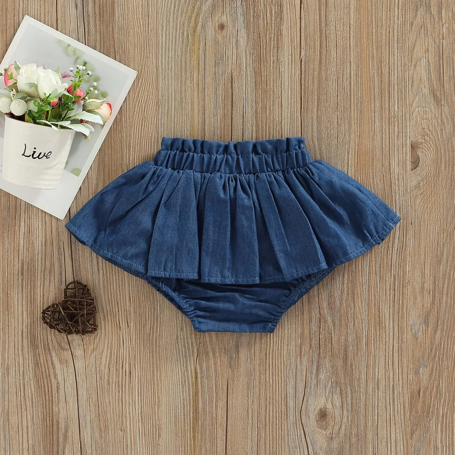Toddler Baby Girl Denim Skirt Skorts Elastic High Waist Ruffled Pleated Shorts Cute Summer Bottoms Short Skirts