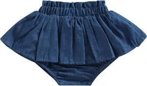 Toddler Baby Girl Denim Skirt Skorts Elastic High Waist Ruffled Pleated Shorts Cute Summer Bottoms Short Skirts