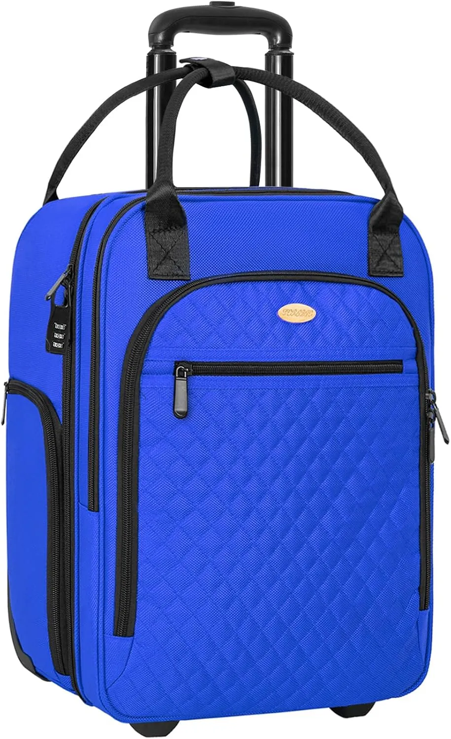 TORIBIO Carry on Underseat with Wheels, 16.5inch Lightweight Overnight Luggage Bag Carry-On Suitcase for Men Women Travel Business, Blue
