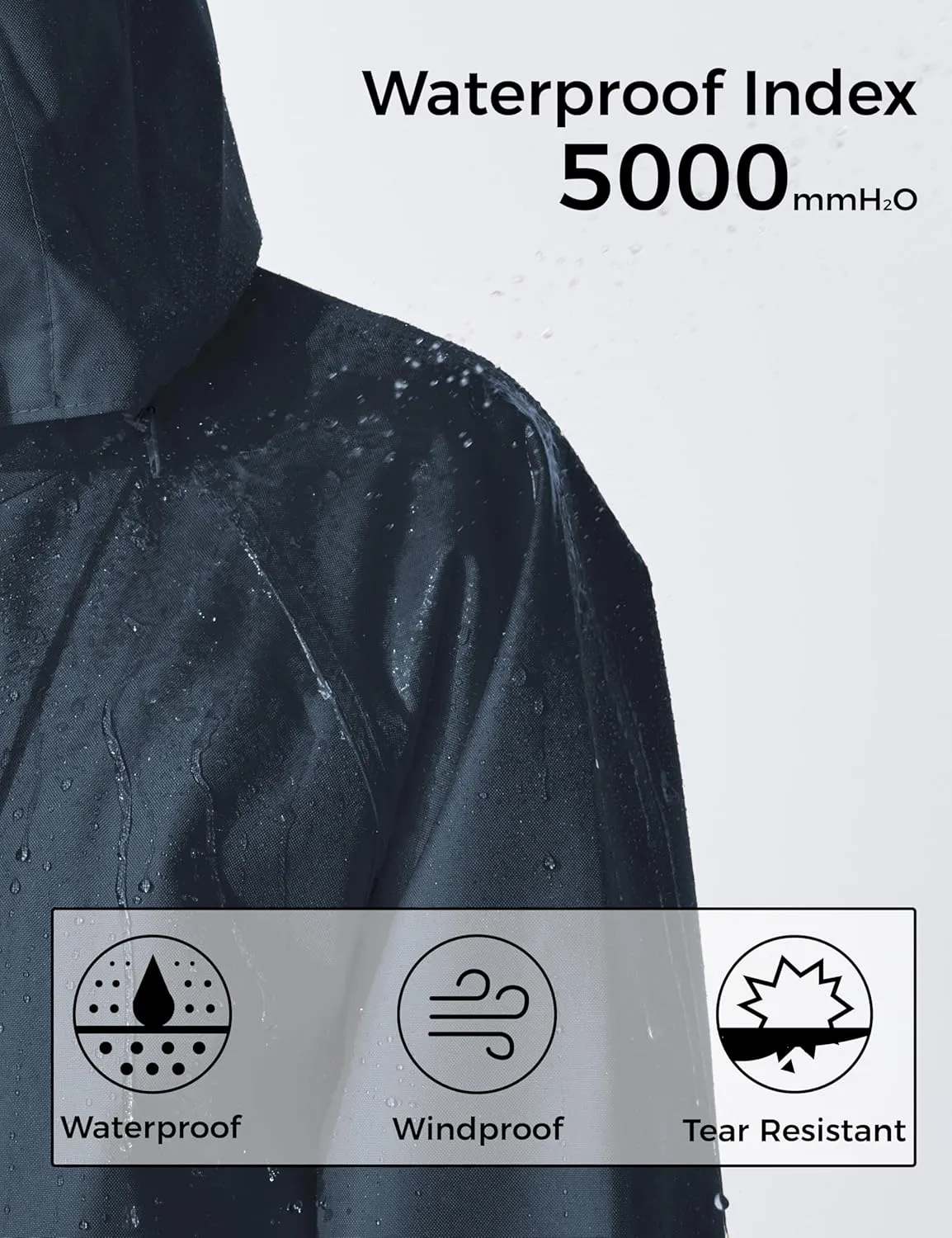 Ubon Women's Rain Coat Waterproof with Hood Long Raincoat Packable Rain Jacket Casual Windbreaker