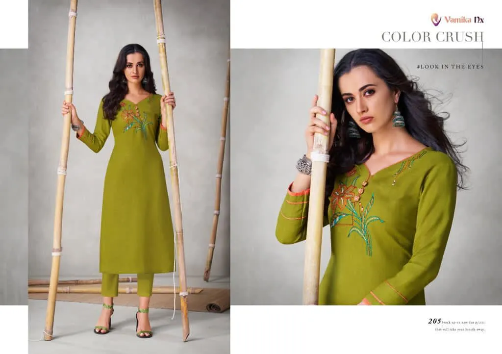 Vamika Presents Colours Viscose Slub Stylish Designer Kurtis Collection