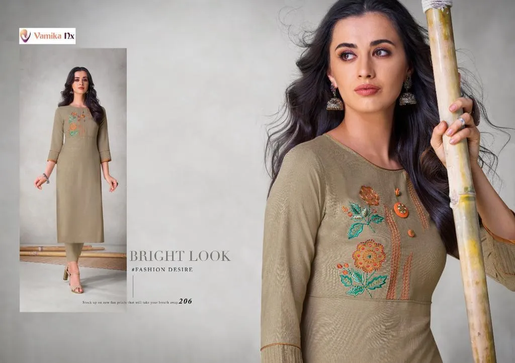Vamika Presents Colours Viscose Slub Stylish Designer Kurtis Collection