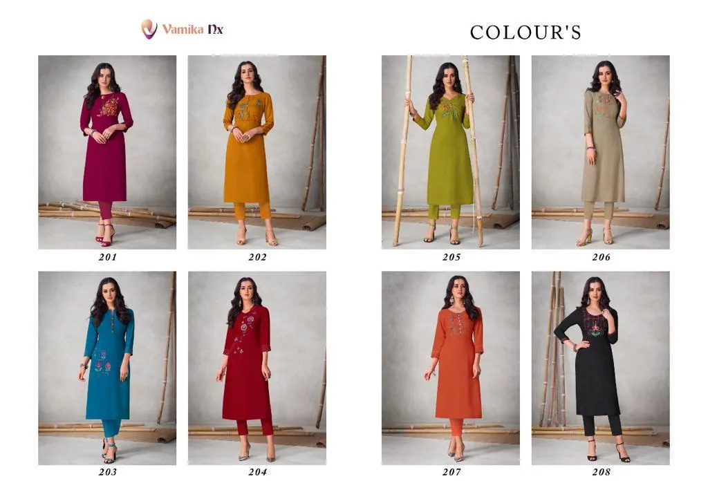 Vamika Presents Colours Viscose Slub Stylish Designer Kurtis Collection
