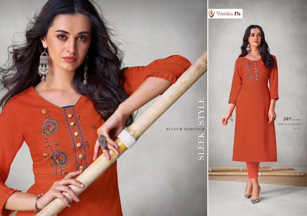 Vamika Presents Colours Viscose Slub Stylish Designer Kurtis Collection