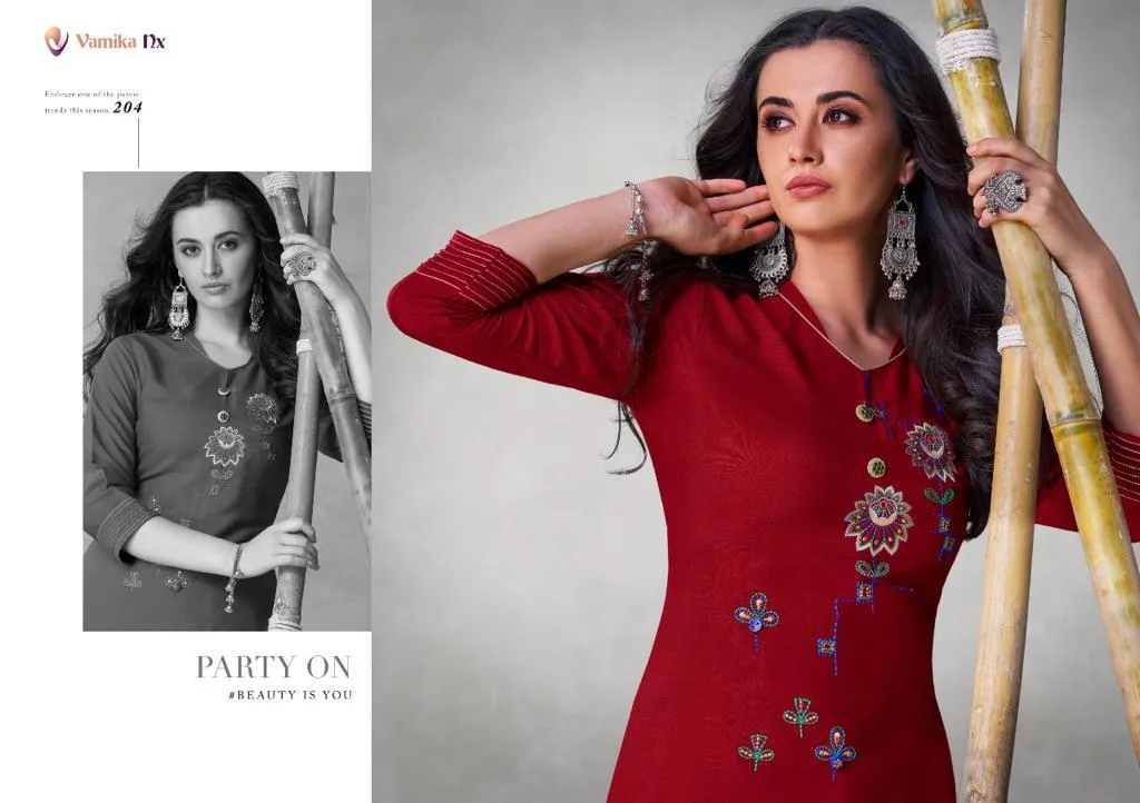 Vamika Presents Colours Viscose Slub Stylish Designer Kurtis Collection