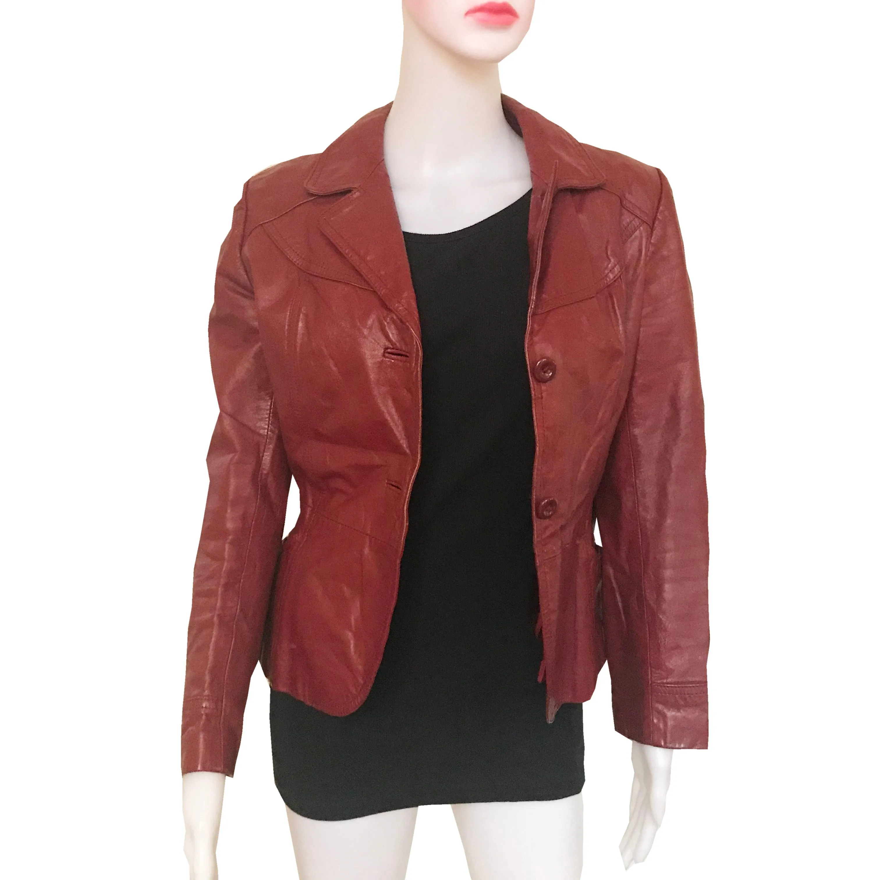 Vintage 1970s Burgundy Red Leather Jacket