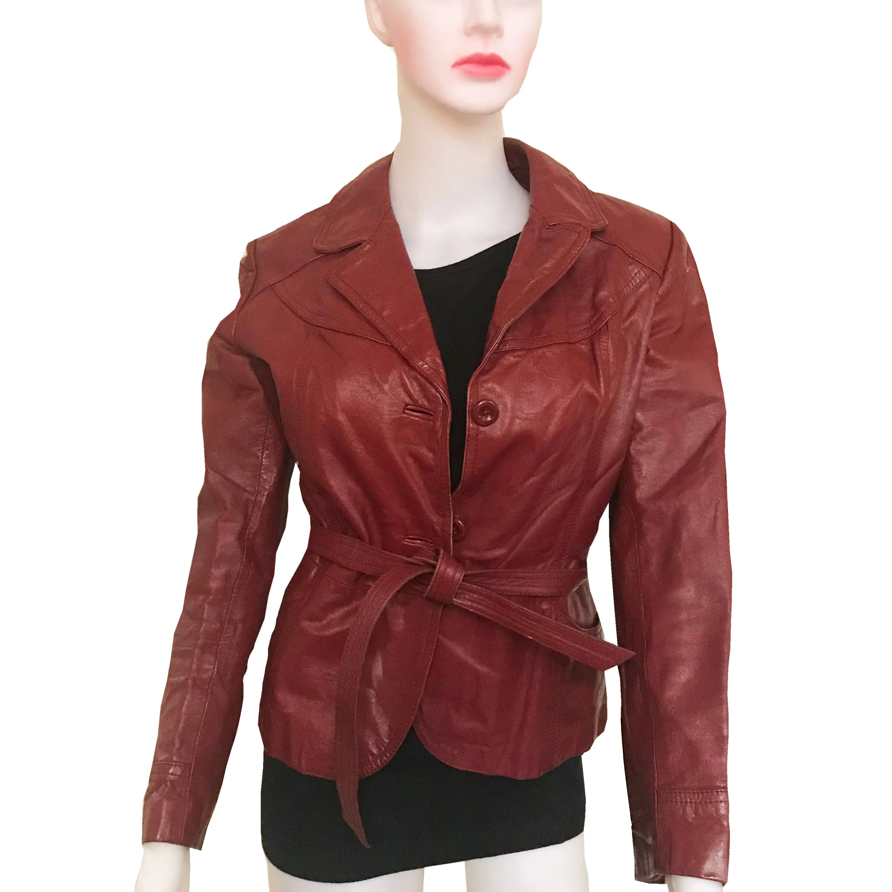 Vintage 1970s Burgundy Red Leather Jacket