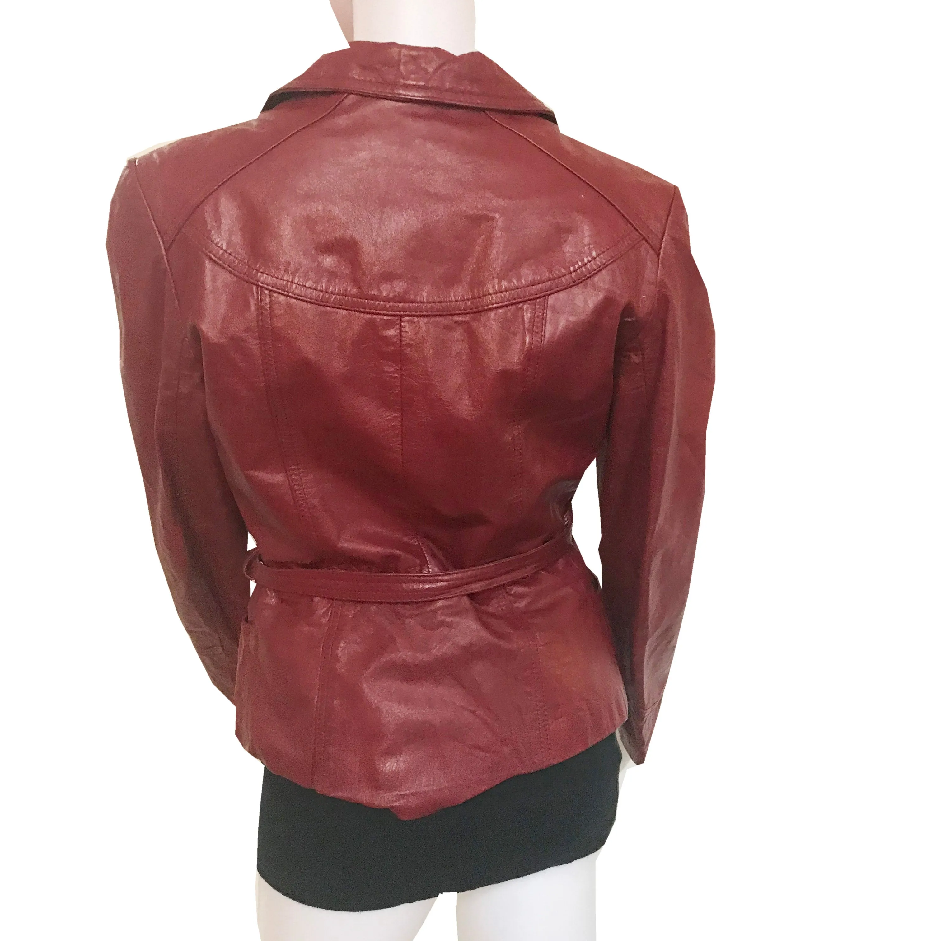 Vintage 1970s Burgundy Red Leather Jacket
