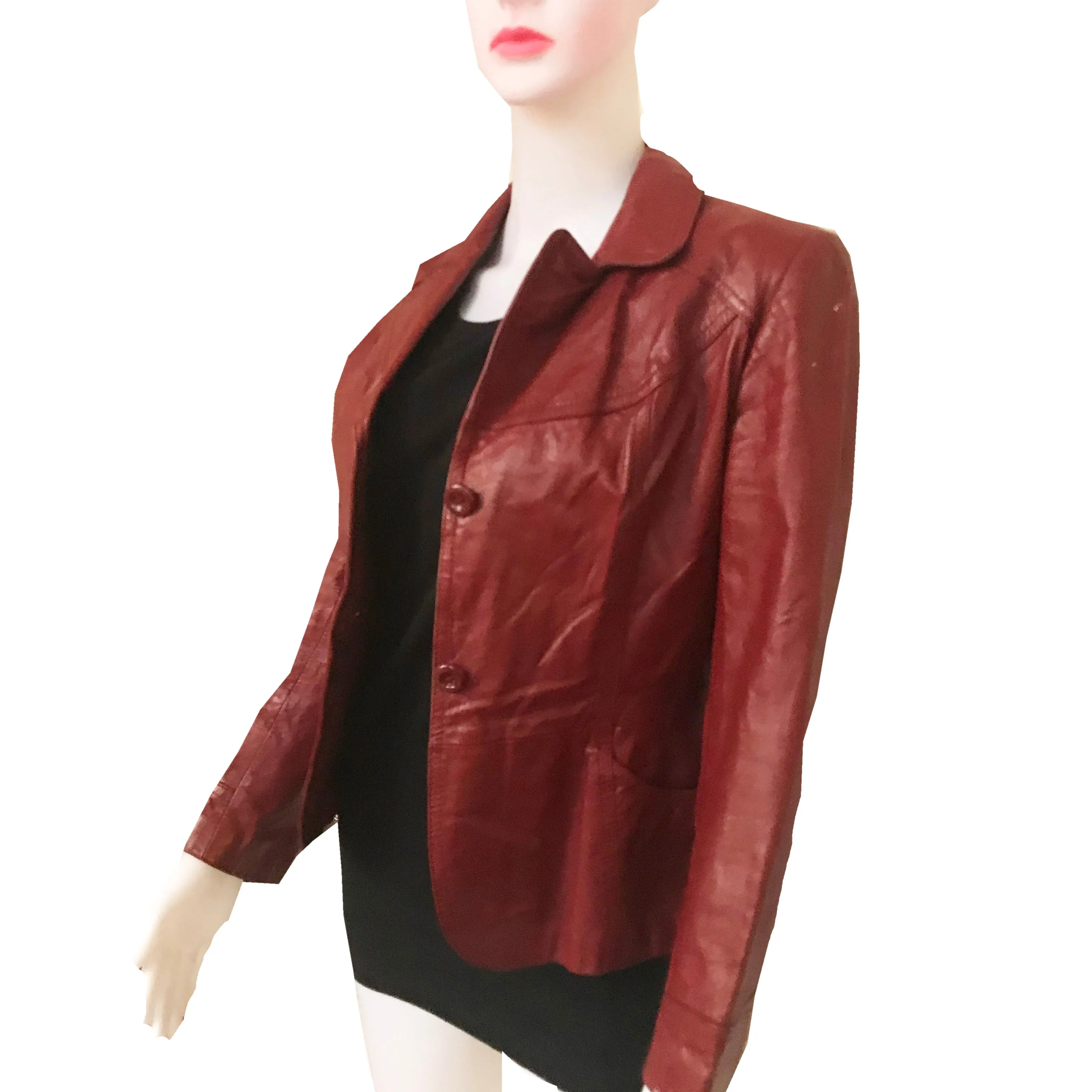 Vintage 1970s Burgundy Red Leather Jacket