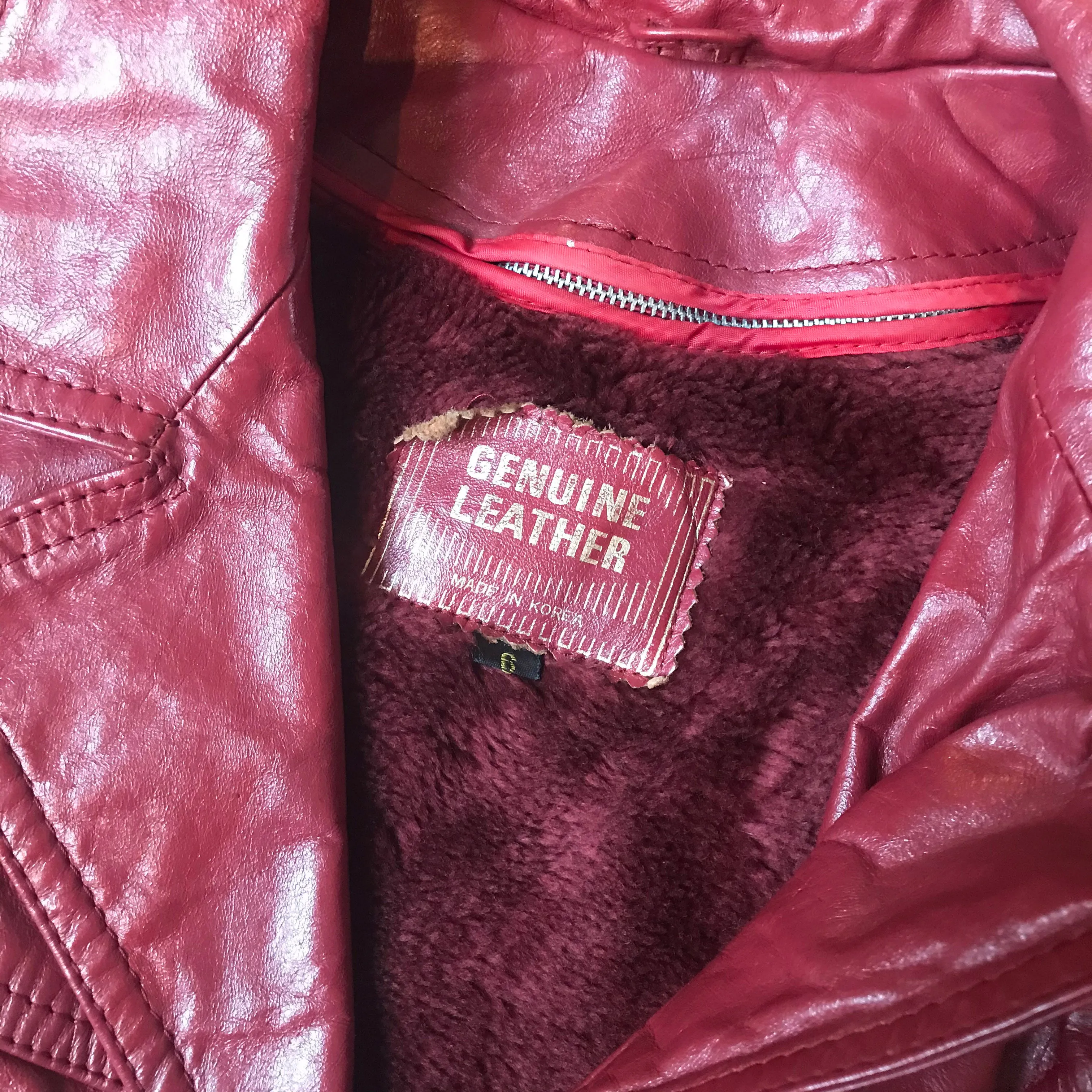 Vintage 1970s Burgundy Red Leather Jacket