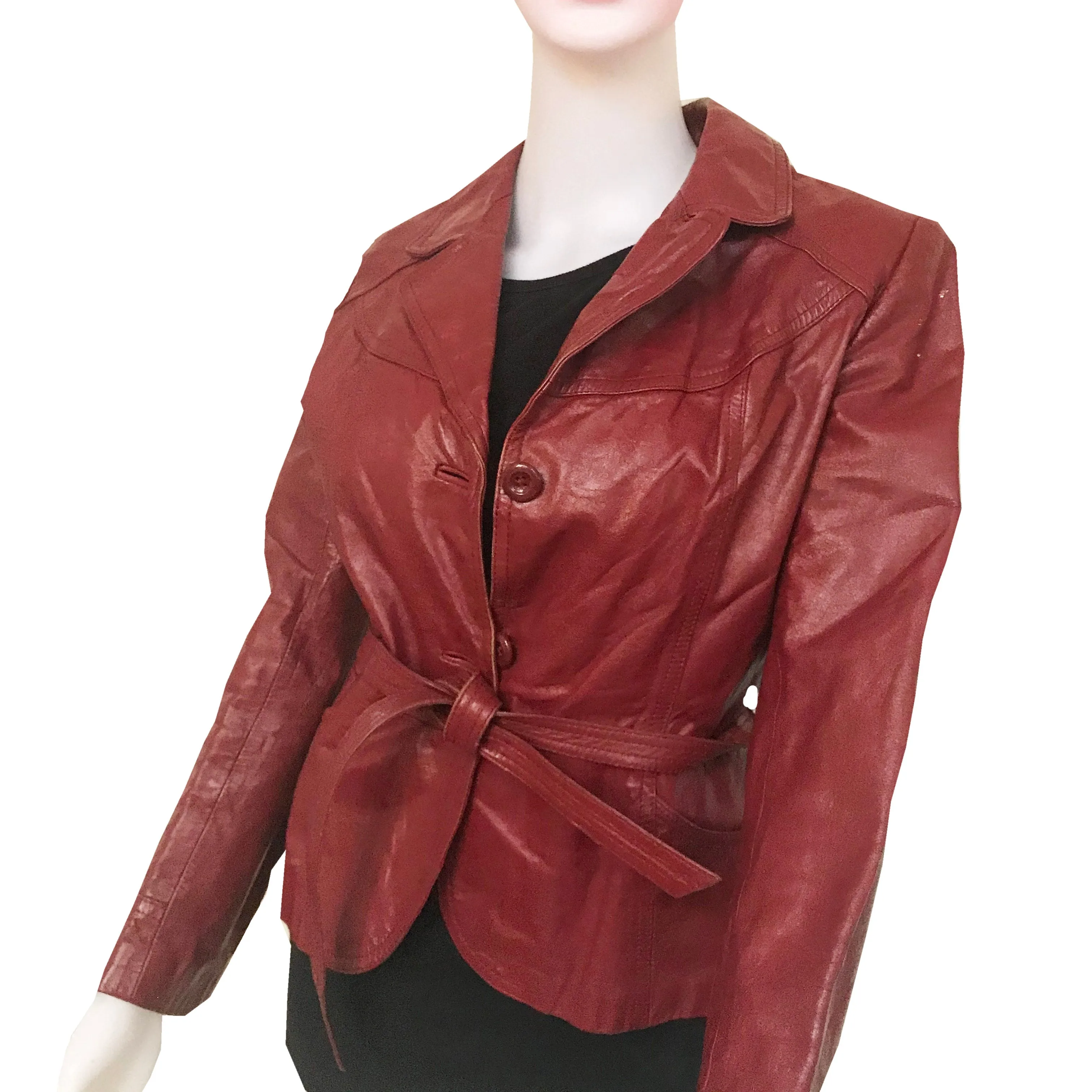 Vintage 1970s Burgundy Red Leather Jacket