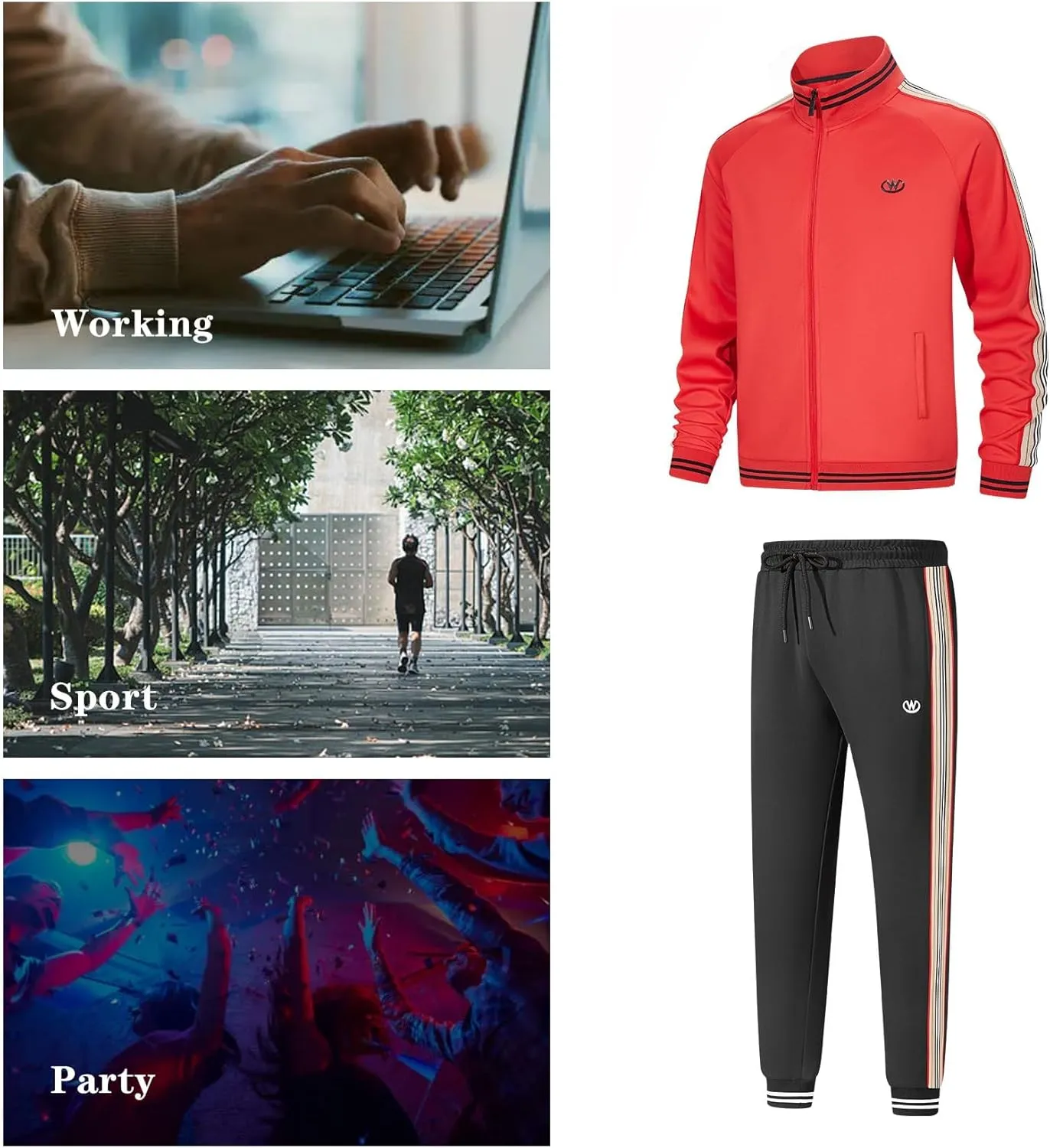 W JIANWANG Track Suits for Men Set Jogging Tracksuit Mens Sweatsuits Workout Running Sports Jogger Sweat Suits Outfits