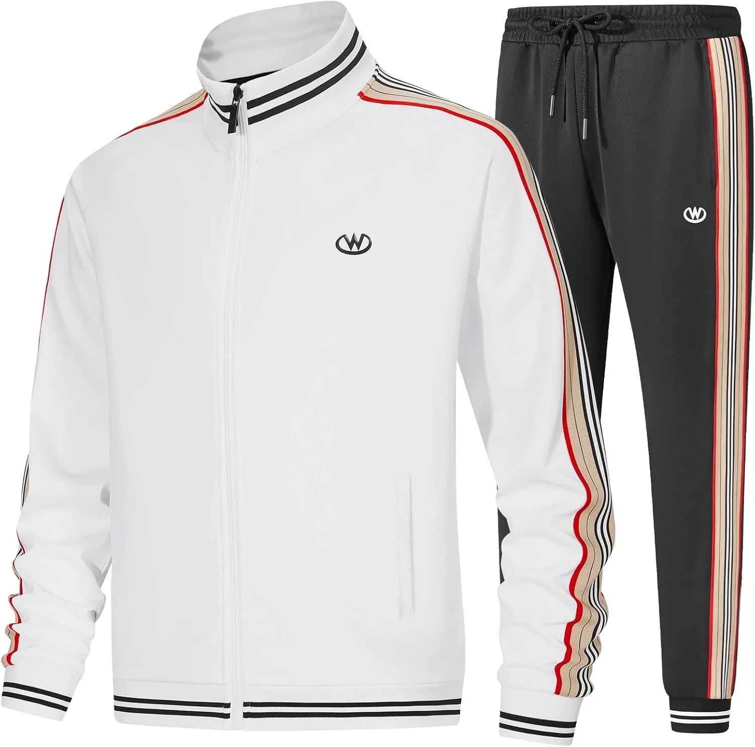 W JIANWANG Track Suits for Men Set Jogging Tracksuit Mens Sweatsuits Workout Running Sports Jogger Sweat Suits Outfits