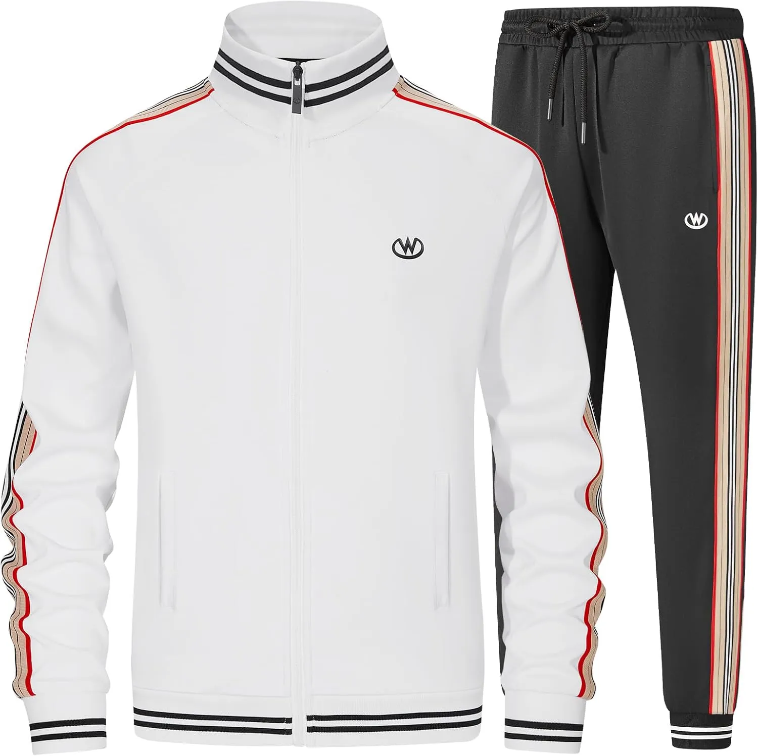 W JIANWANG Track Suits for Men Set Jogging Tracksuit Mens Sweatsuits Workout Running Sports Jogger Sweat Suits Outfits