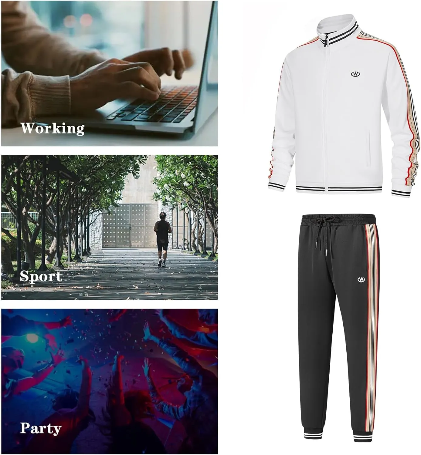 W JIANWANG Track Suits for Men Set Jogging Tracksuit Mens Sweatsuits Workout Running Sports Jogger Sweat Suits Outfits