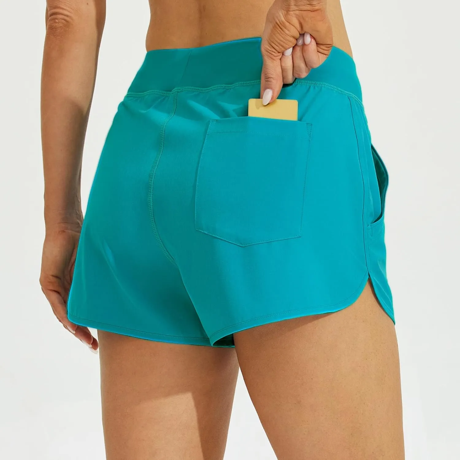 Willit Women's 3" Swim Board Shorts Swimming Bottoms with Brief Liner Quick Dry UPF 50 