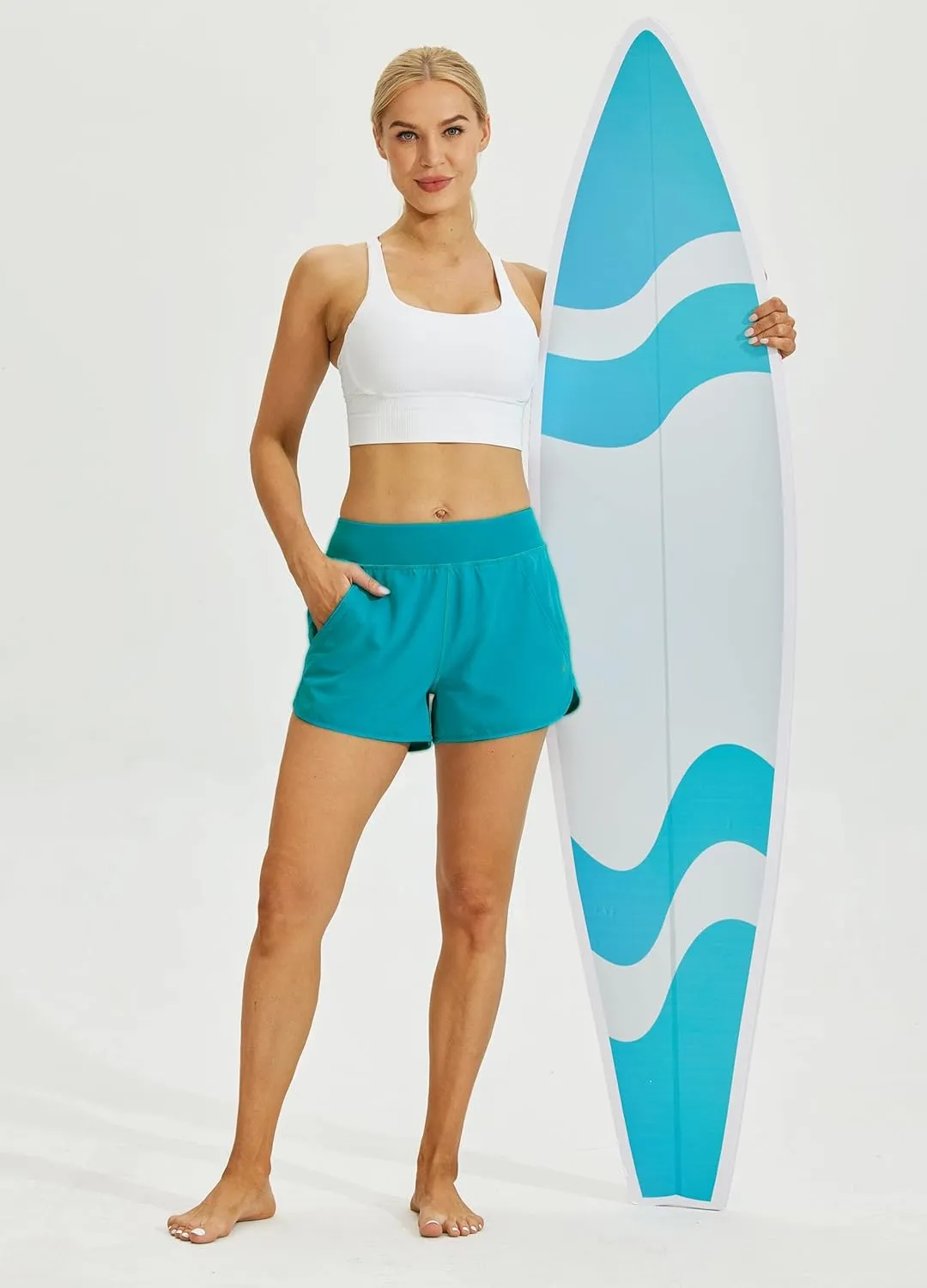 Willit Women's 3" Swim Board Shorts Swimming Bottoms with Brief Liner Quick Dry UPF 50 
