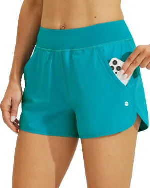 Willit Women's 3" Swim Board Shorts Swimming Bottoms with Brief Liner Quick Dry UPF 50 