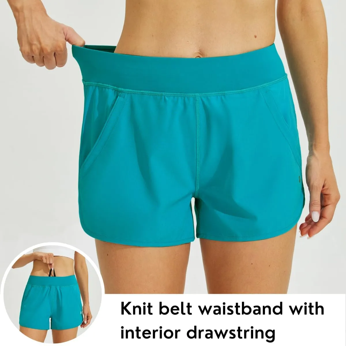 Willit Women's 3" Swim Board Shorts Swimming Bottoms with Brief Liner Quick Dry UPF 50 