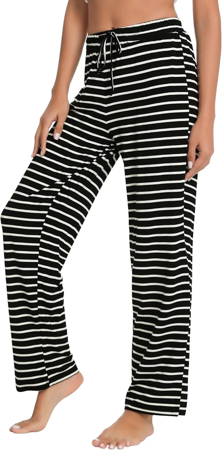 WiWi Pajama Pants for Women Viscose from Bamboo Soft Wide Leg Sweatpants Drawstring Bottoms Sleep Pj Pant S-XXL