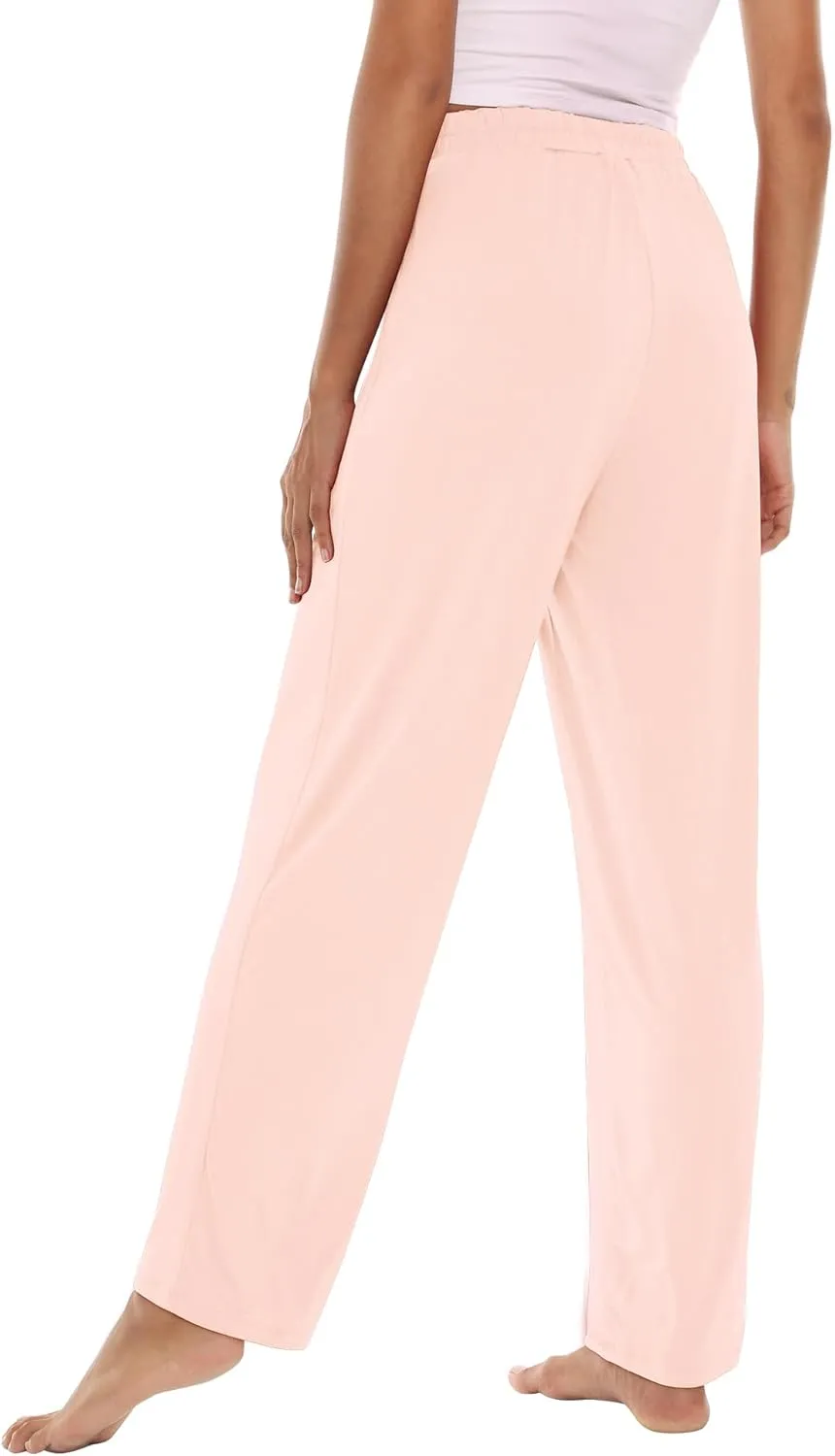 WiWi Pajama Pants for Women Viscose from Bamboo Soft Wide Leg Sweatpants Drawstring Bottoms Sleep Pj Pant S-XXL