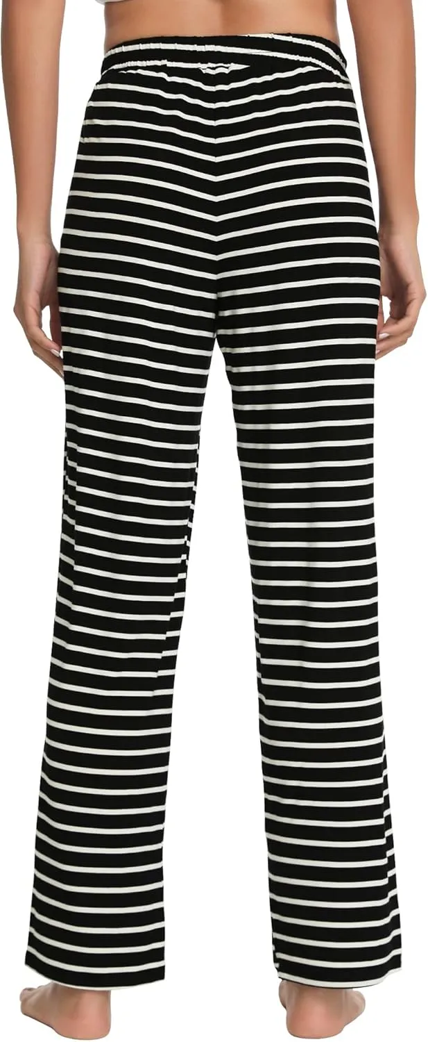 WiWi Pajama Pants for Women Viscose from Bamboo Soft Wide Leg Sweatpants Drawstring Bottoms Sleep Pj Pant S-XXL