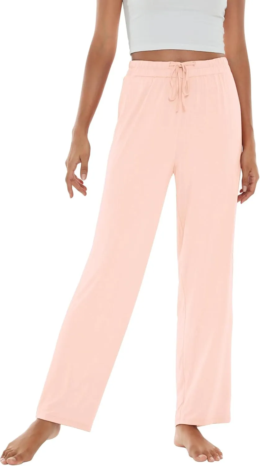 WiWi Pajama Pants for Women Viscose from Bamboo Soft Wide Leg Sweatpants Drawstring Bottoms Sleep Pj Pant S-XXL