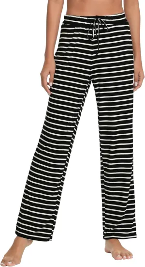 WiWi Pajama Pants for Women Viscose from Bamboo Soft Wide Leg Sweatpants Drawstring Bottoms Sleep Pj Pant S-XXL
