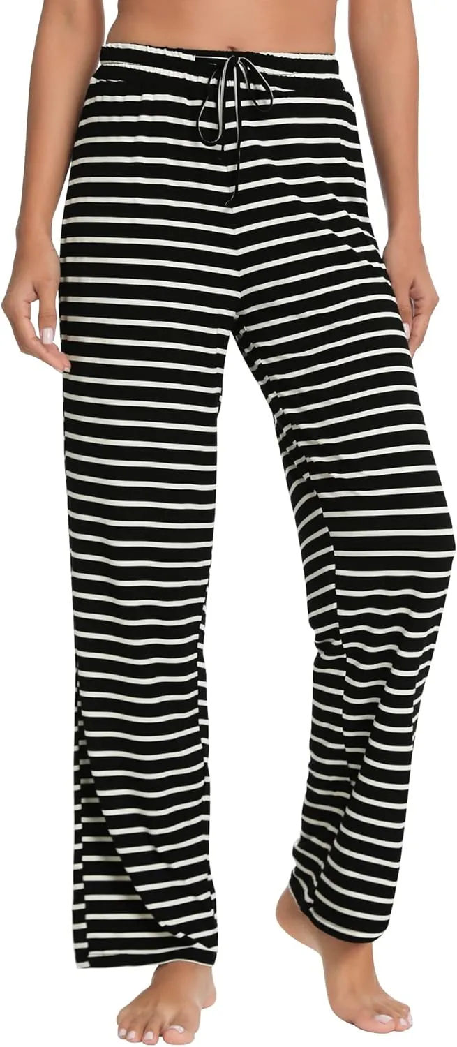 WiWi Pajama Pants for Women Viscose from Bamboo Soft Wide Leg Sweatpants Drawstring Bottoms Sleep Pj Pant S-XXL