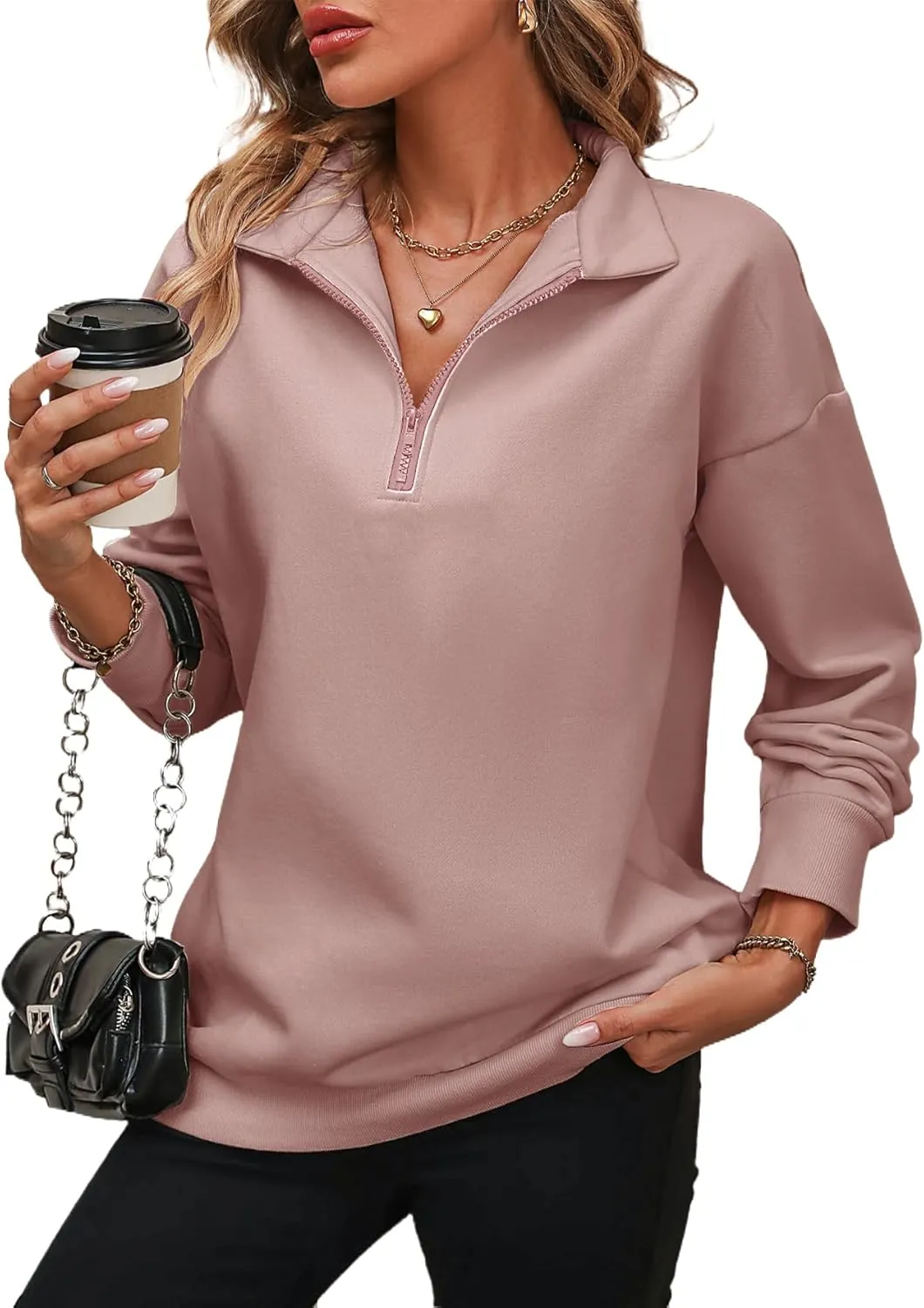 WMZCYXY Womens Oversized Sweatshirt Half Zip Hoodies Fall Fashion Pullover Long Sleeve Sweatshirt Outfits 2024 Y2k Clothes