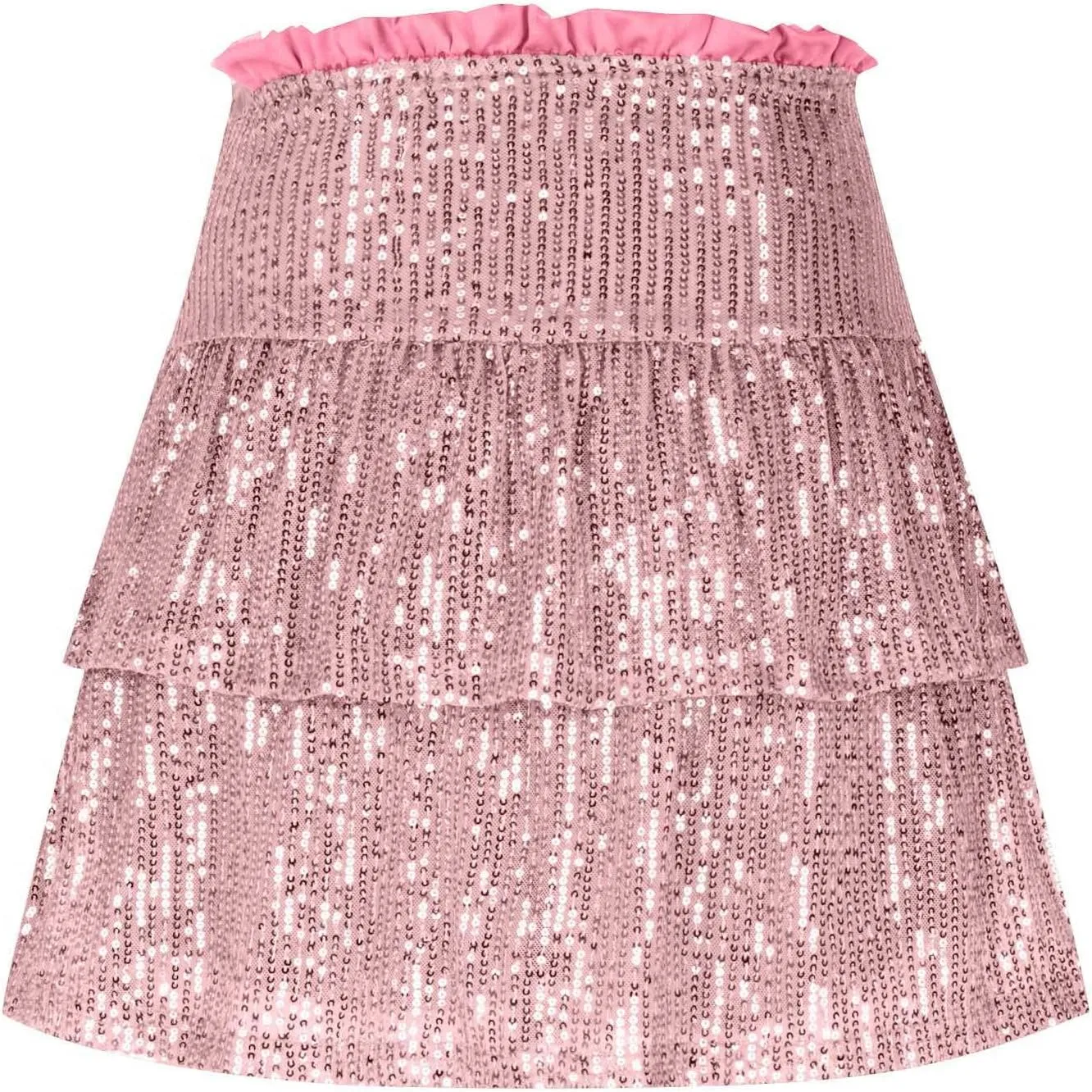 Women Sequin Skirt Sparkly Cute High Waist Ruffle Skirt Fashion 2025 Teen Girls Night Out Party Glitter Mini Skirt