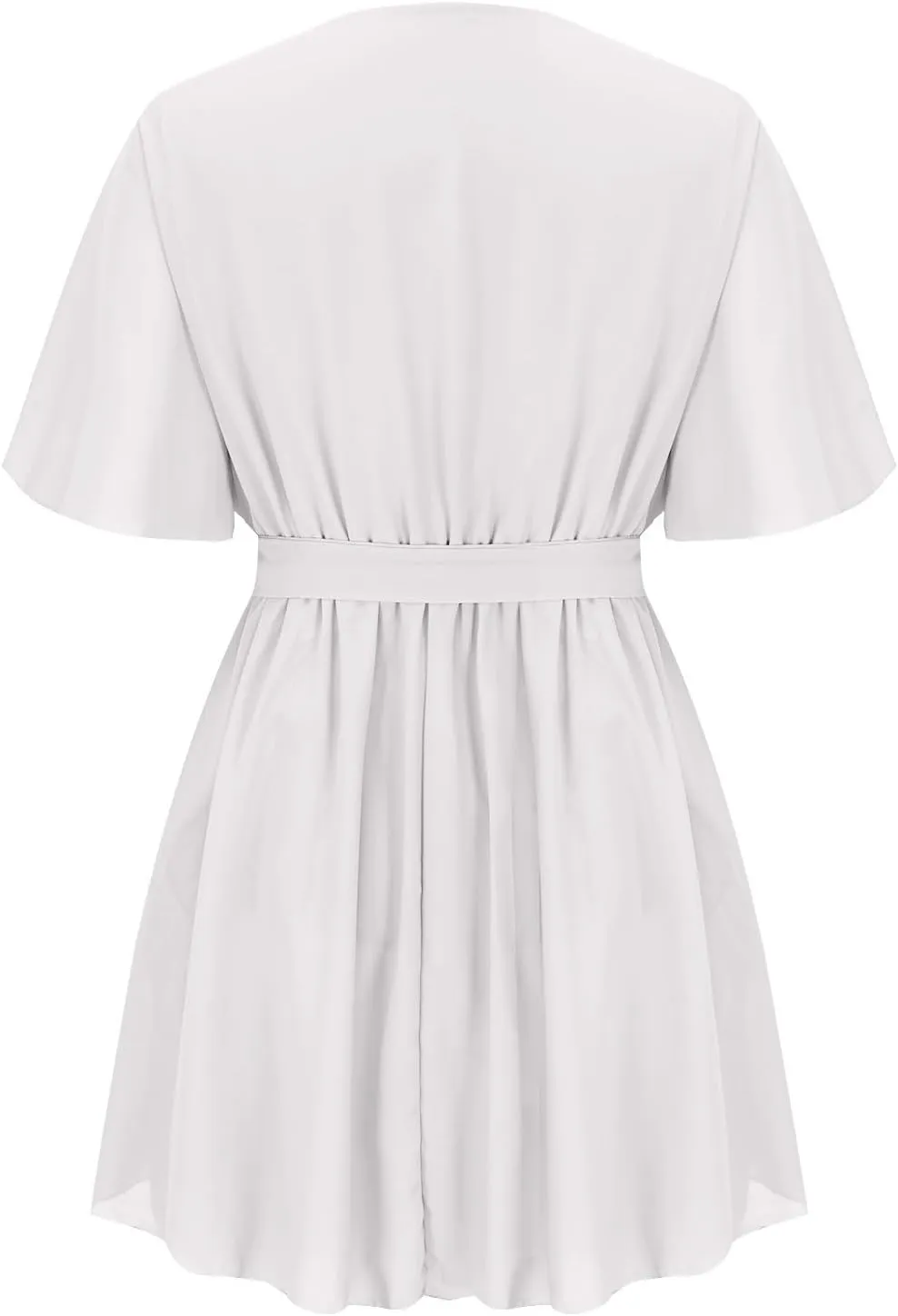 Women's 2025 Summer Wrap Dress Short Sleeve Flowy Casual V Neck Ruffle Mini Dresses Chiffon Spring Dresses for Women