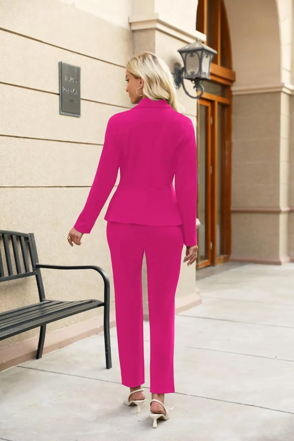 Women's Business Pant Suits Dressy Casual Long Sleeve 2 Piece Blazer Set for Office Work Outfits 2025