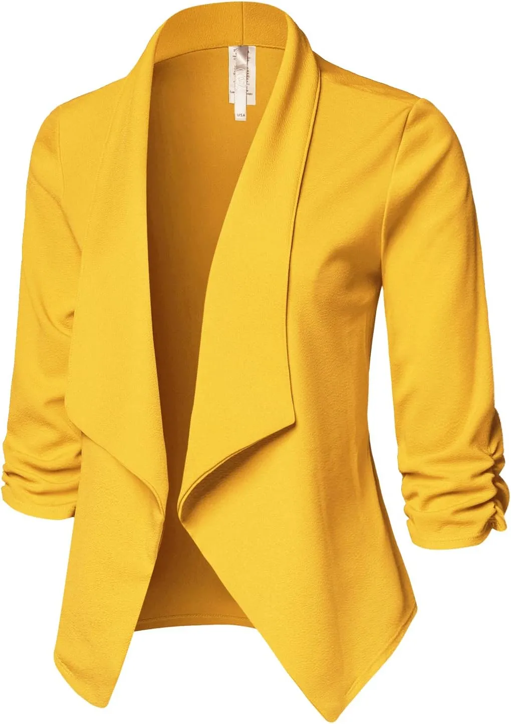 Women's Casual 3/4 Sleeve Office Work Open Front Blazer Cardigan Jacket (S-3XL)
