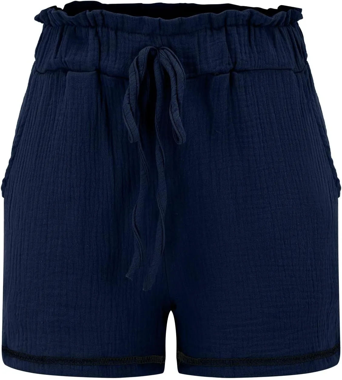 Womens Cotton Shorts Elastic High Waisted Loose Fit Casual Paper Bag Shorts with Pockets Comfy Beach Summer Short Pants 2024
