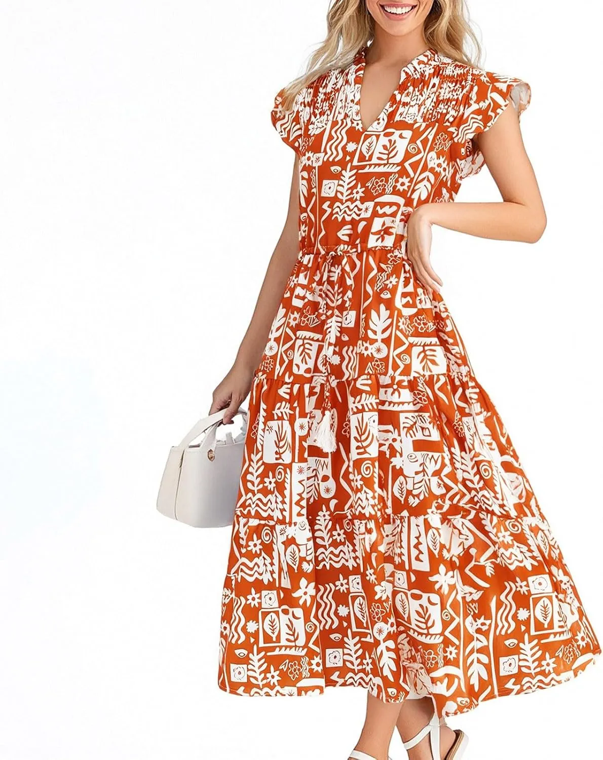 Womens Floral Maxi Dresses Casual Flowy Boho Dresses Summer Ruffle Short Sleeve V Neck Dress Wedding Guest Dresses for Women