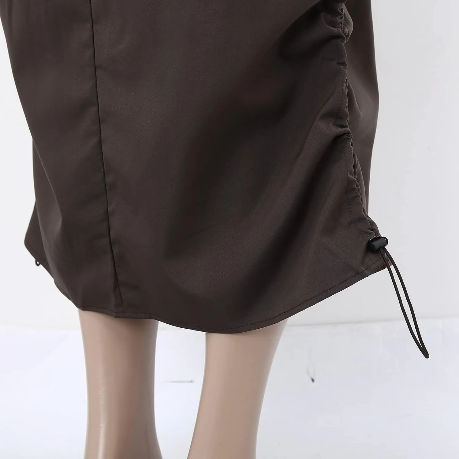 Womens High Waist Skirt Women's Loose Casual Quick Drying Pleated Drawcord Work Suit Split Skirt Midi Skirt
