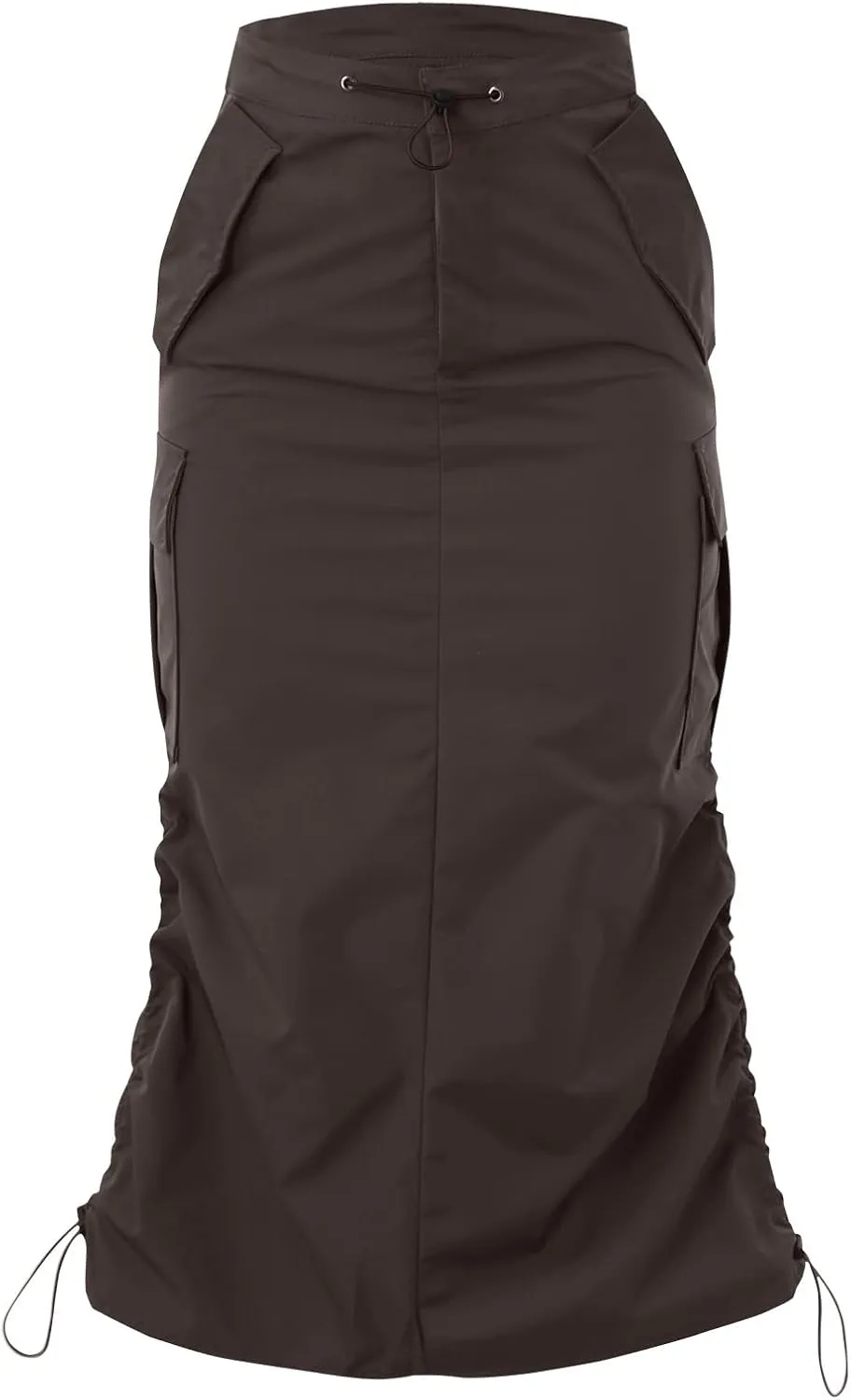 Womens High Waist Skirt Women's Loose Casual Quick Drying Pleated Drawcord Work Suit Split Skirt Midi Skirt