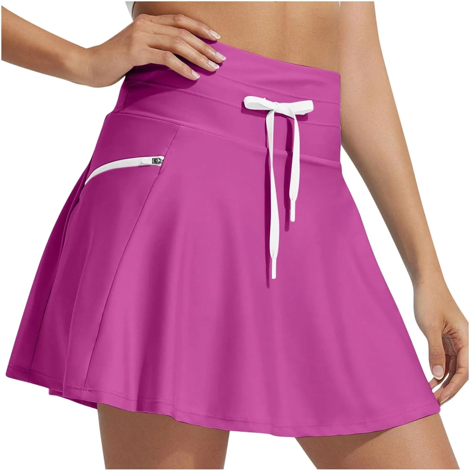 Women's High Waisted 15'' Swim Skirt Boxer Liner Quick Dry Bathing Suit Tankini Swimsuit Bottoms with Zipper Pocket
