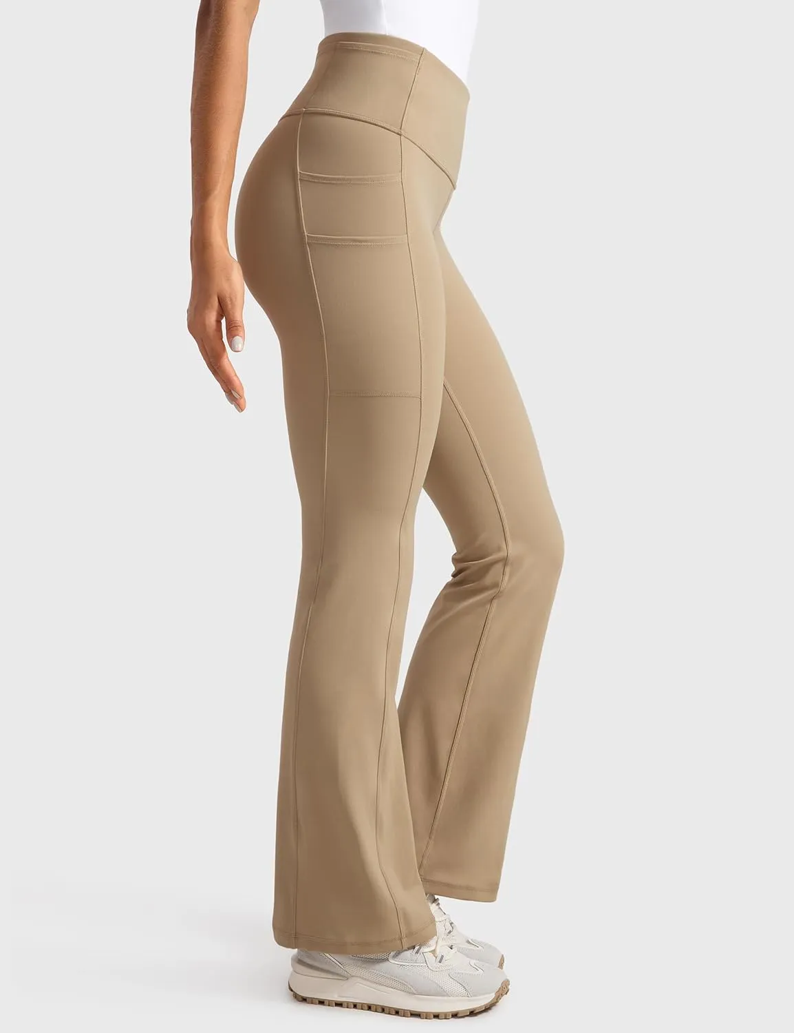 Womens High Waisted Medical Flare Scrub Pants 31" - 7 Pockets Wide Leg Bootcut Yoga Scrub Leggings Work Pants