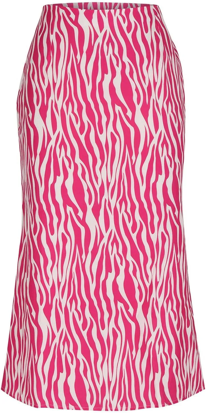 Women's Leopard Print Satin Maxi Skirt Sexy Elastic High Waisted Silk A-Line Club Party Mermaid Flowy Long Skirts