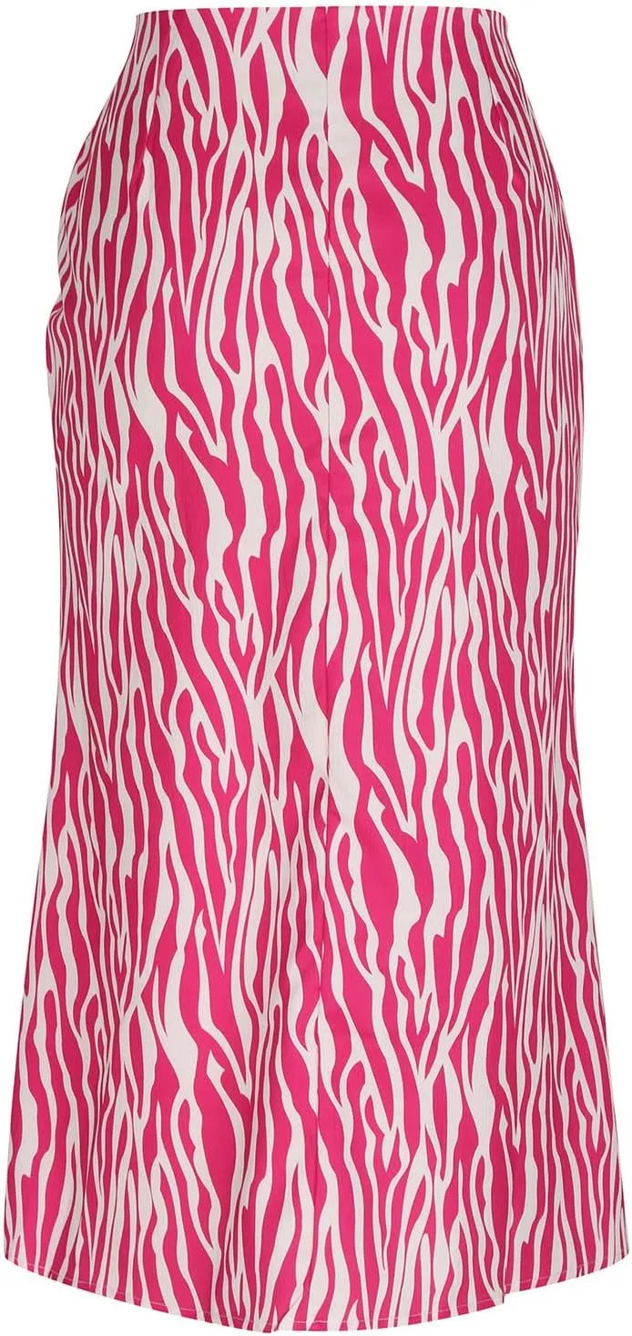 Women's Leopard Print Satin Maxi Skirt Sexy Elastic High Waisted Silk A-Line Club Party Mermaid Flowy Long Skirts