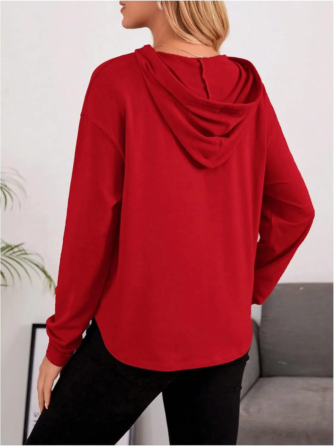 Women's Maternity Half Zip Sweatshirts Long Sleeve Drop Shoulder Drawstring Hoodie