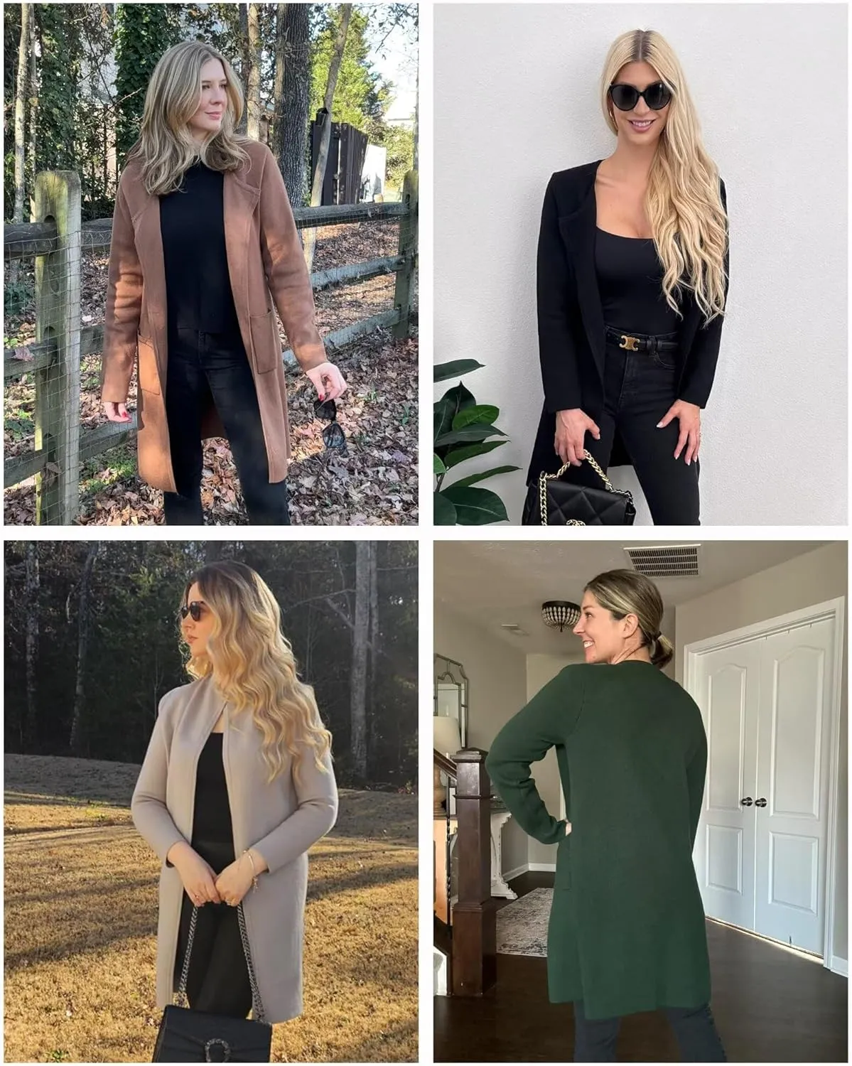 Women's Open Front Cardigan Sweater Long Sleeve Casual Knit Lapel Coatigan Coat