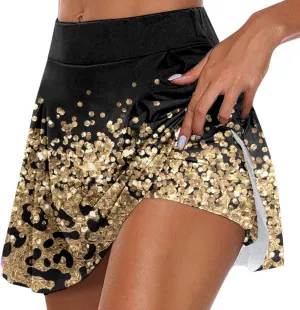 Women's Pleated Tennis Skirts Tie Dye High Waisted Golf Athletic Skorts with Shorts Running Workout Sports Skirt