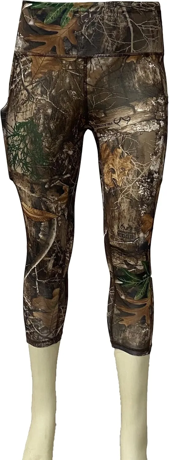Women's Realtree Edge Full Camo High Waist Leggings for Sports, Yoga, Gym, Lifestyle, Hunting, Fishing, Outdoor Adventures