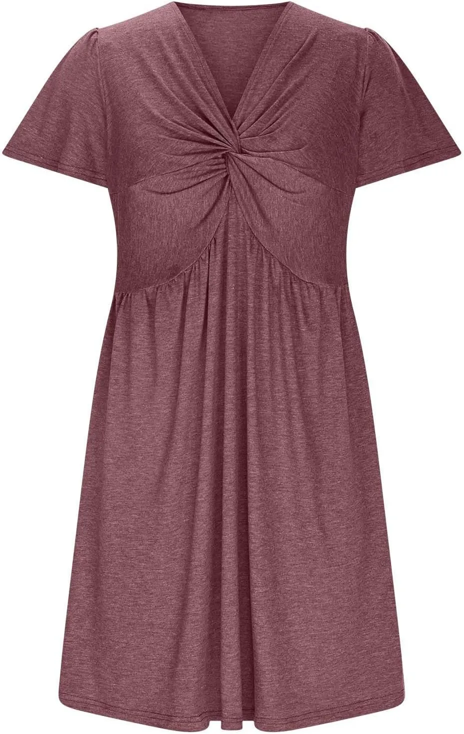 Womens Ruffle Sleeve Layered Mini Dress Smocked Waist Short Dress Boho V Neck Floral Print Cute Summer Dresses