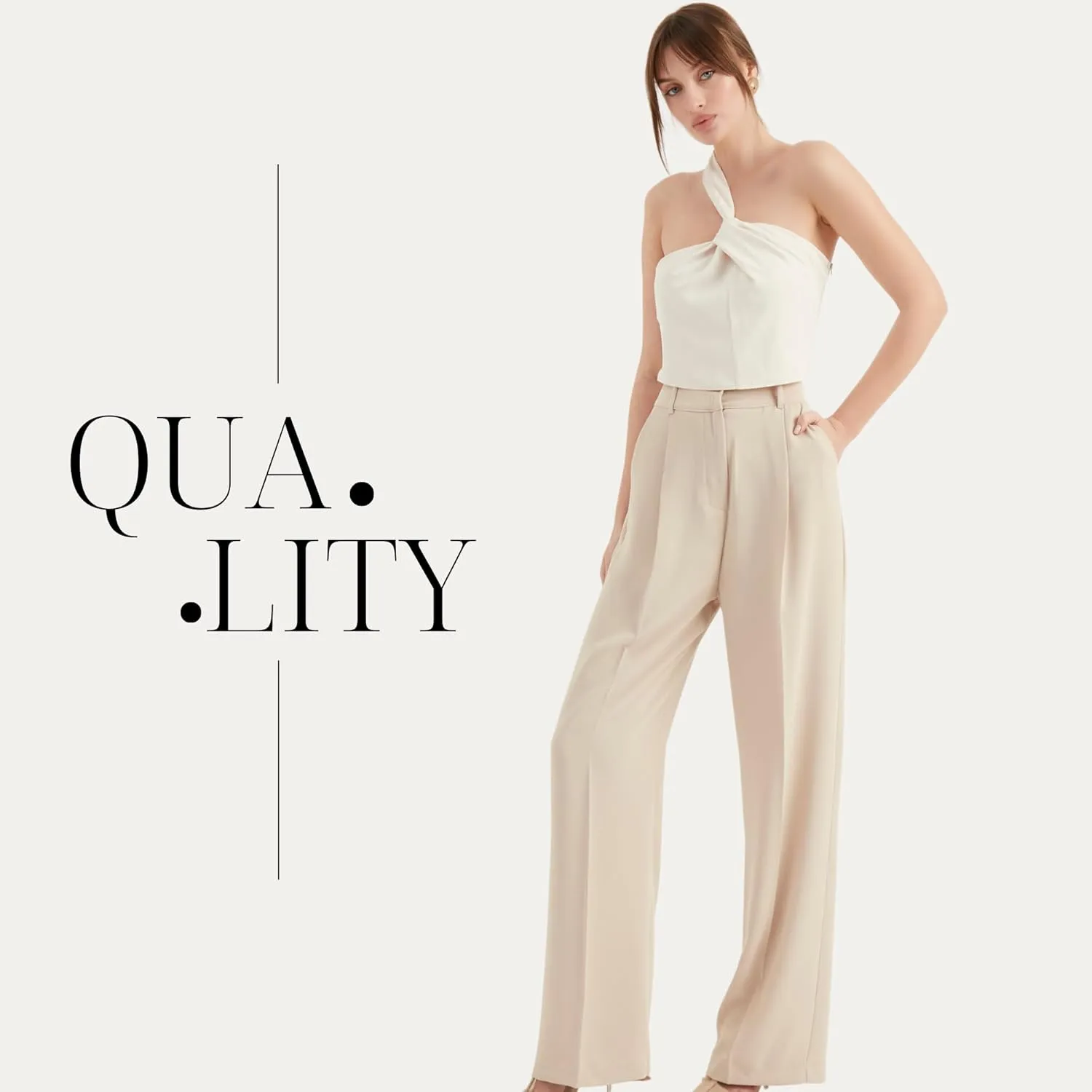 Women's Satin Pant | Casual Wide Leg High Waist Palazzo Trousers | Summer Pleated Women Pant Clothing