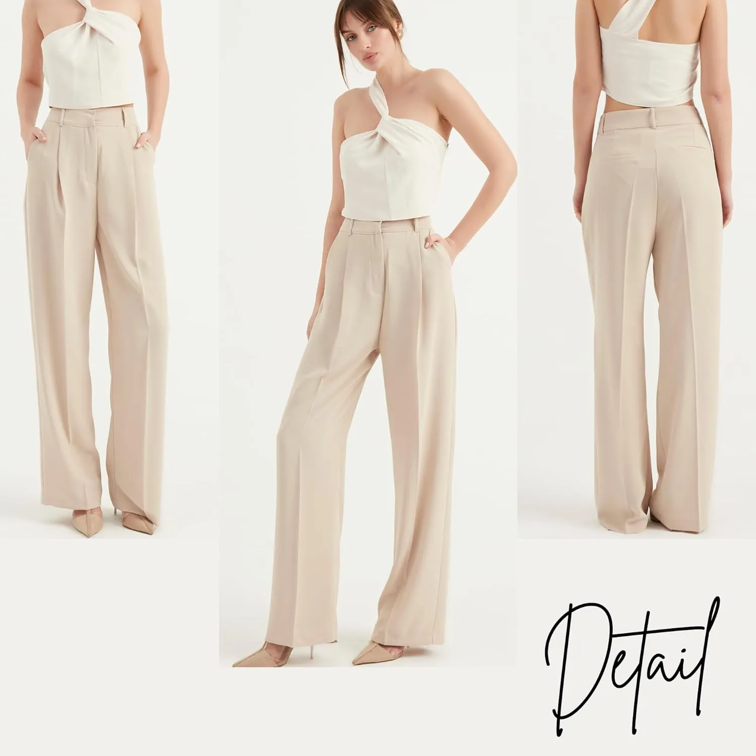 Women's Satin Pant | Casual Wide Leg High Waist Palazzo Trousers | Summer Pleated Women Pant Clothing