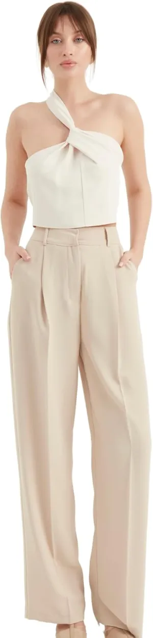 Women's Satin Pant | Casual Wide Leg High Waist Palazzo Trousers | Summer Pleated Women Pant Clothing